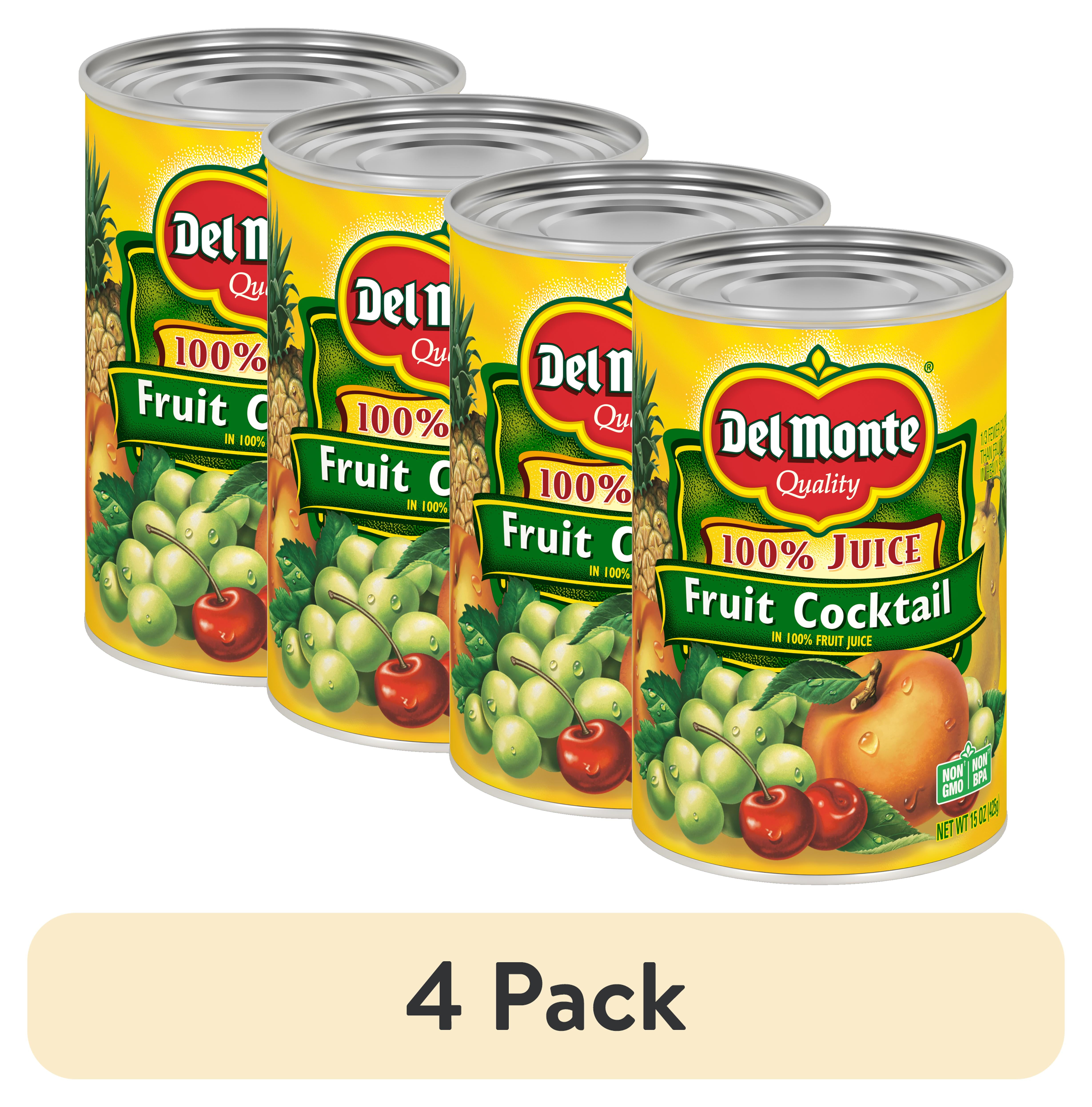 Buy 4 Pack Del Monte Fruit Cocktail 100 Juice Canned Fruit 15 Oz Can ...